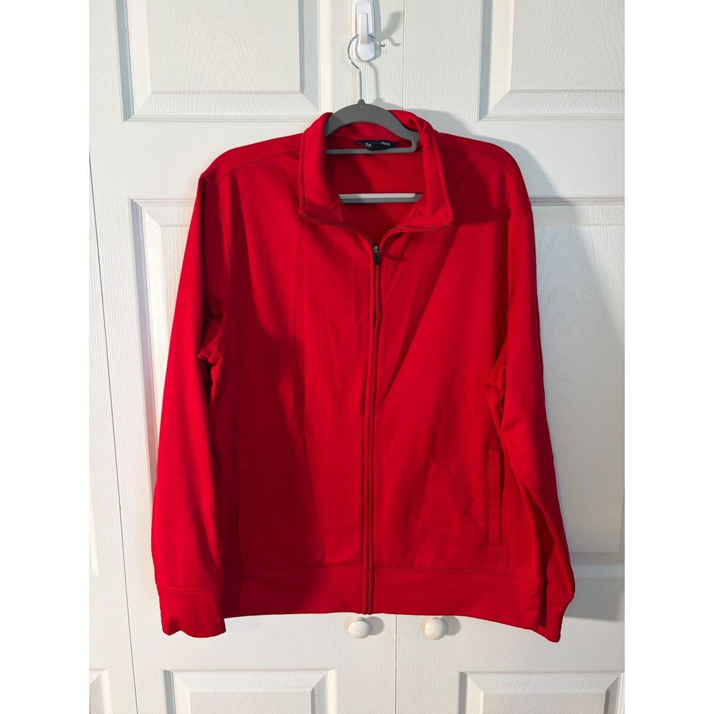 Sport-Tek Mens Red Full Zip Fleece Lined Track Jacket Size Large ST259